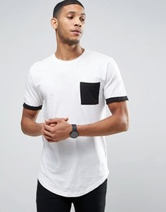Длинная футболка с карманом и манжетами контрастного цвета Only & Sons - Белый