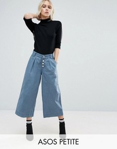Широкие брюки с выбеленным эффектом ASOS PETITE - Синий