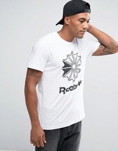 Классическая белая футболка с большим принтом Reebok BK4177 - Белый