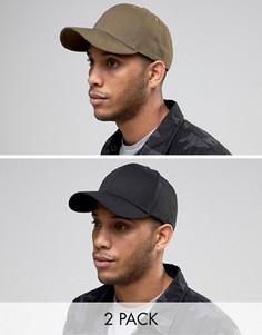2 бейсболки (черная и хаки) ASOS - СКИДКА - Мульти