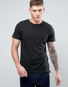 Длинная футболка с круглым вырезом и закругленным низом Jack &amp; Jones Core - Черный