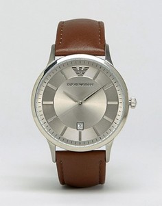 Часы со светло-коричневым кожаным ремешком Emporio Armani AR2463 - Коричневый