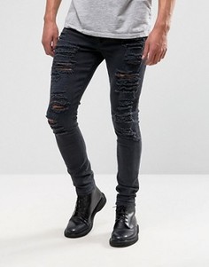 Супероблегающие рваные джинсы ASOS - Черный