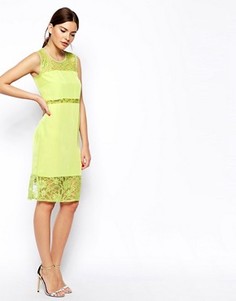 Платье миди с кружевными вставками ASOS - Зеленый