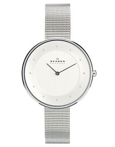 Серебристые часы с узким браслетом Skagen Klassik - Серебряный