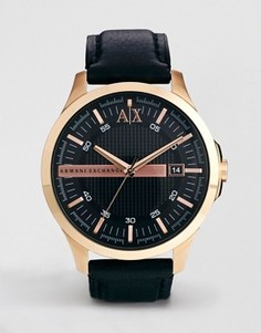 Часы с черным кожаным ремешком Armani Exchange AX2129 - Коричневый
