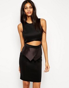 Платье миди с баской и вырезом ASOS - Черный