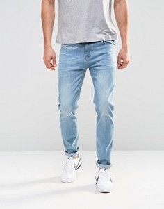 Голубые выбеленные эластичные джинсы слим ASOS - Синий