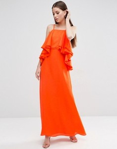 Платье макси с каскадными оборками ASOS - Розовый