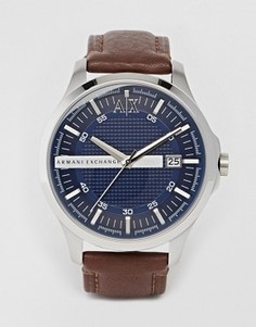 Часы с коричневым кожаным ремешком Armani Exchange AX2133 - Коричневый