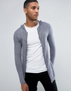 Синее удлиненное худи на молнии ASOS - Синий