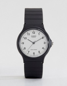 Часы с аналоговым циферблатом и резиновым ремешком Casio MQ-24-7BLL - Черный