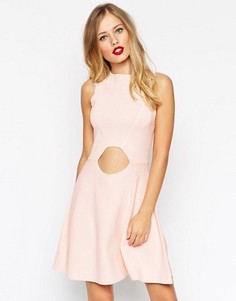 Короткое приталенное платье с вырезом ASOS - Розовый