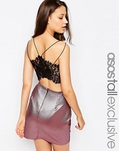 Черное облегающее платье с кружевом и эффектом металлик ASOS TALL - Фиолетовый