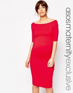 Платье для беременных с широкой горловиной ASOS Maternity - Красный