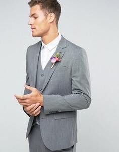 Серый стретчевый пиджак узкого кроя ASOS WEDDING - Серый