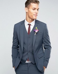 Синий эластичный блейзер слим ASOS - Синий