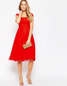 Платье миди в складку с короткими рукавами ASOS Premium - Зеленый