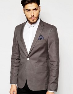 Хлопковый зауженный блейзер ASOS - Серый