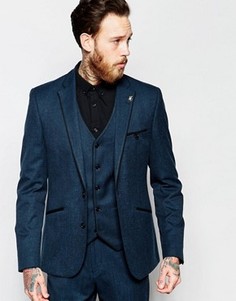 Пиджак слим с контрастной отделкой ASOS - Серый