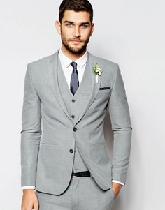 Серый пиджак суперзауженного кроя на свадьбу ASOS - Серый