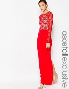Мягкое платье макси с кружевным топом ASOS TALL - Красный