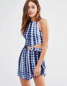 Kороткое приталенное платье с вырезами и узором тай-дай Missguided - Мульти