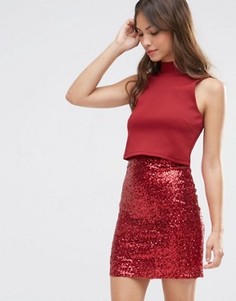 Облегающее платье с пайетками ASOS - Красный