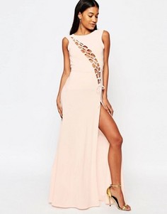 Платье макси со шнуровкой и разрезом до бедра Boohoo - Желтый