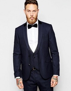 Пиджак зауженного кроя в горошек ASOS - Темно-синий