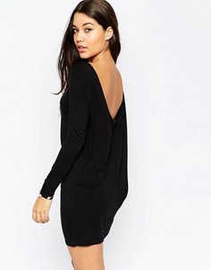 Платье мини со свободной горловиной ASOS - Черный