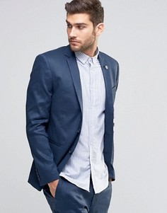 Льняной блейзер скинни ASOS - Темно-синий