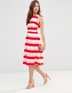 Платье миди в полоску ASOS - Красный