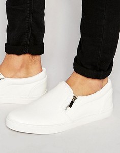 Белые кеды-слипоны с молниями ASOS - Белый