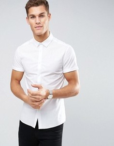 Зауженная белая рубашка с короткими рукавами ASOS - Белый