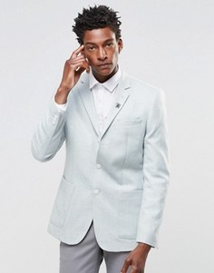 Голубой твидовый блейзер узкого кроя ASOS - Синий