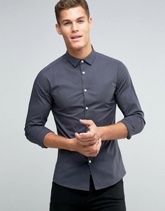 Темно-серая рубашка скинни с длинными рукавами ASOS - Серый