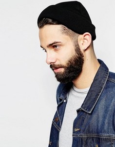 Черная шапка-бини в рубчик ASOS - Черный