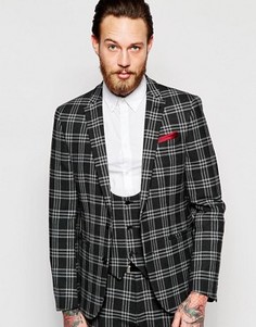 Зауженный пиджак в клетку тартан ASOS - Серый