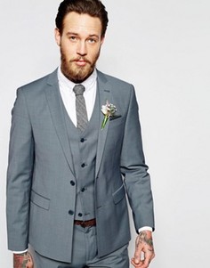 Пиджак зауженного кроя на свадьбу ASOS - Синий