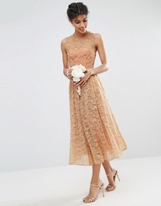 Кружевное платье для выпускного ASOS WEDDING - Розовый