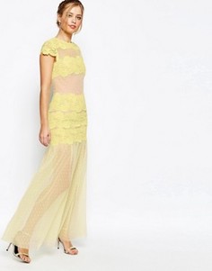 Платье макси с кружевными вставками Jarlo - Желтый