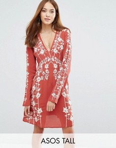 Свободное платье с вышивкой ASOS TALL - Мульти