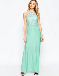 Платье макси с кружевной отделкой на лифе AX Paris - Зеленый