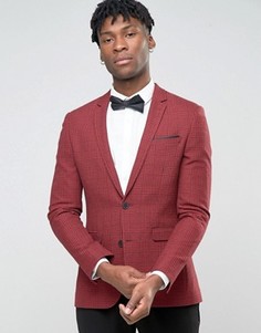 Узкий красный блейзер в клетку ASOS - Красный