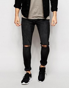 Супероблегающие рваные джинсы ASOS - Черный