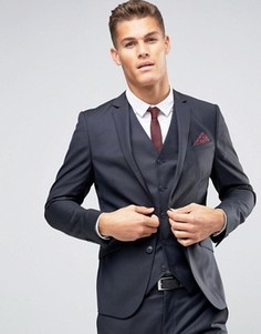 Темно-синий пиджак узкого кроя из 100% шерсти ASOS - Темно-синий