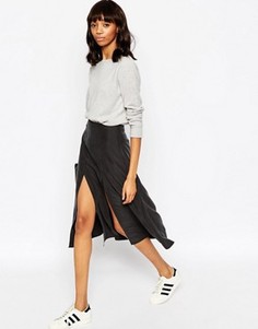 Мягкая юбка миди ASOS - Черный