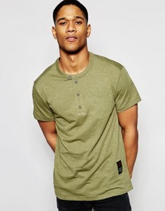 Зеленая футболка с горловиной на пуговицах G-Star Rinep - Зеленый