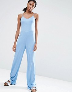 Комбинезон на бретельках с широкими штанинами ASOS - Синий